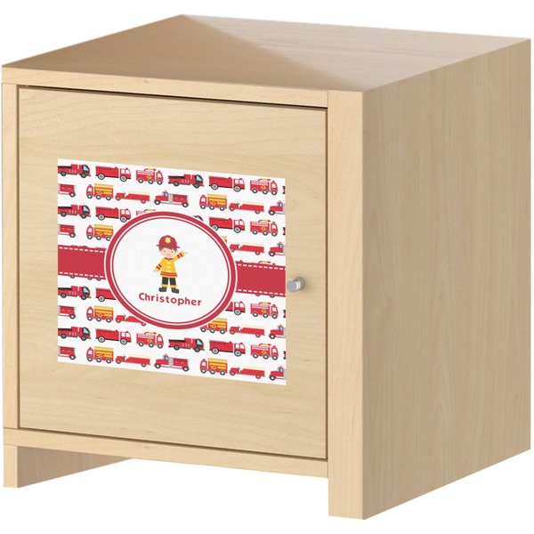 Firetrucks Square Wall Decal on Wooden Cabinet