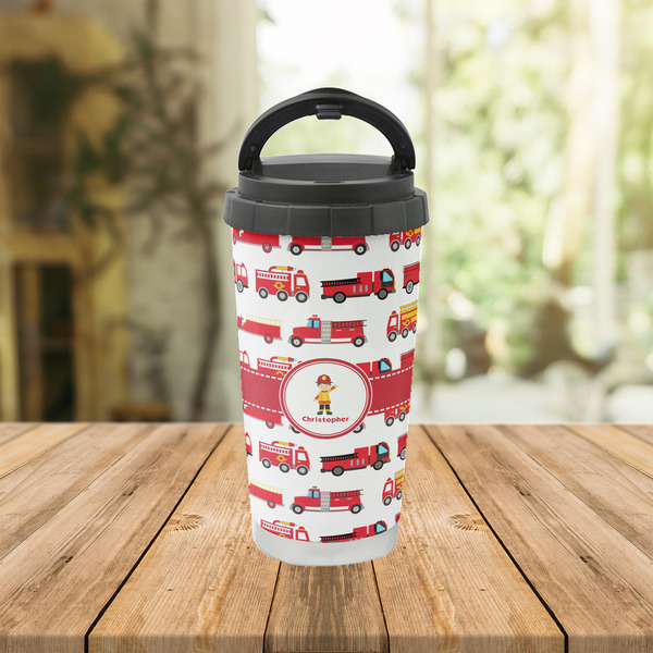 Firetrucks Stainless Steel Travel Cup Lifestyle