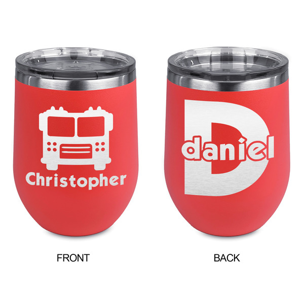 Firetrucks Stainless Wine Tumblers - Coral - Double Sided - Approval