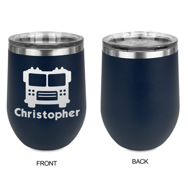 Firetrucks Stainless Wine Tumblers - Navy - Single Sided - Approval