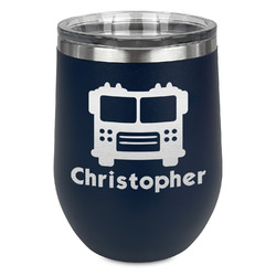 Firetrucks Stemless Wine Tumbler - 5 Color Choices - Stainless Steel  (Personalized)