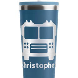 Firetrucks RTIC Everyday Tumbler with Straw - 28oz - Steel Blue - Double-Sided (Personalized)