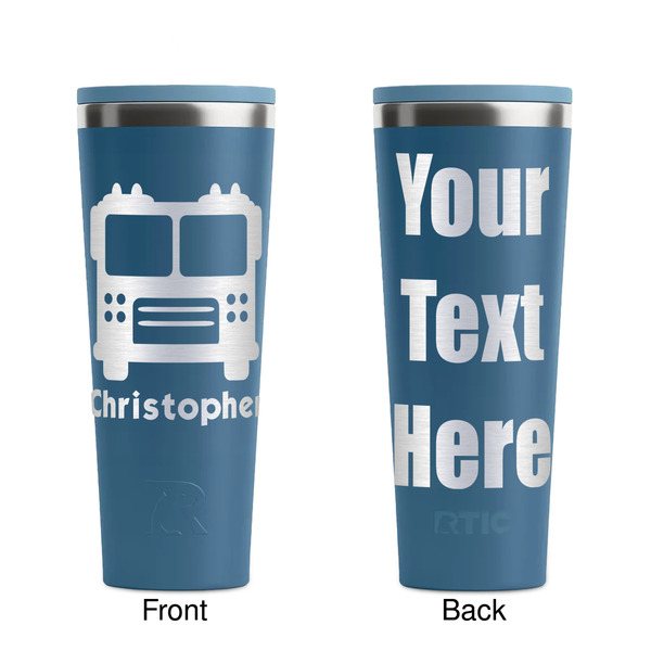 Firetrucks Steel Blue RTIC Everyday Tumbler - 28 oz. - Front and Back