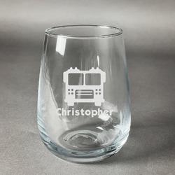 Firetrucks Stemless Wine Glass - Engraved (Personalized)