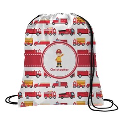 Firetrucks Drawstring Backpack - Small (Personalized)