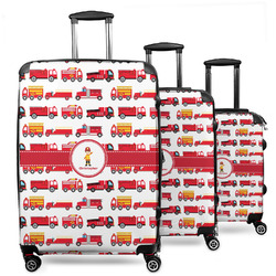 Firetrucks 3 Piece Luggage Set - 20" Carry On, 24" Medium Checked, 28" Large Checked (Personalized)