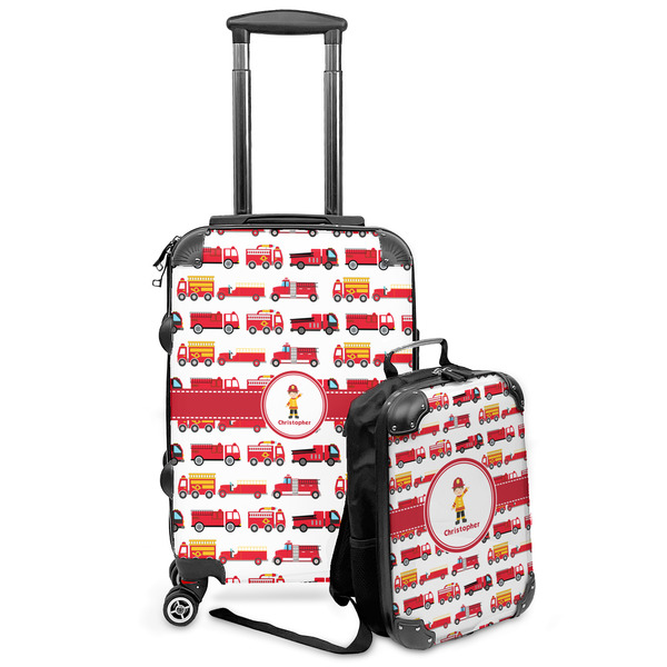 Custom Firetrucks Kids 2-Piece Luggage Set - Suitcase & Backpack (Personalized)