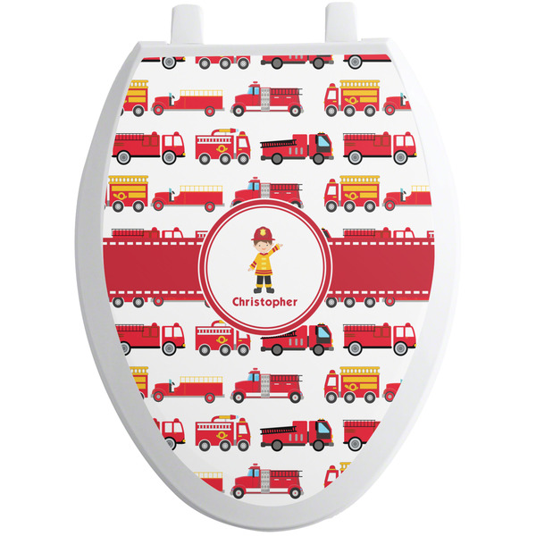 Custom Firetrucks Toilet Seat Decal - Elongated (Personalized)