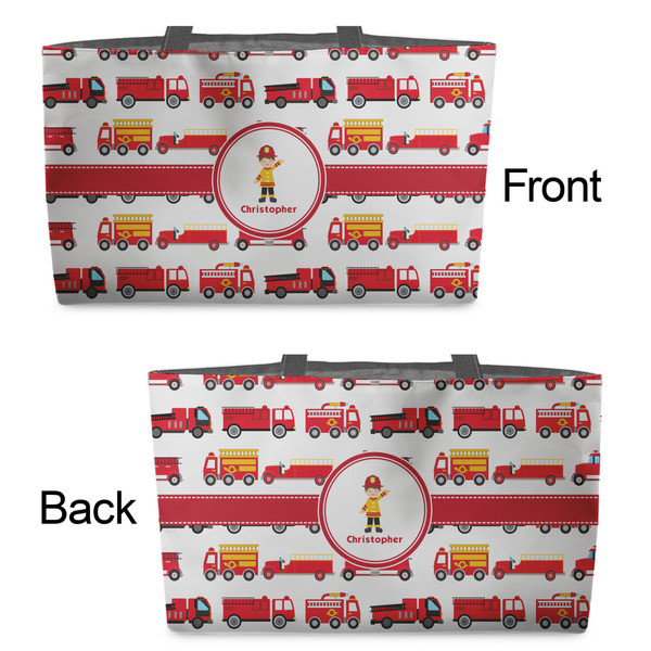 Firetrucks Tote w/Black Handles - Front & Back Views
