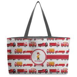 Firetrucks Beach Totes Bag - w/ Black Handles (Personalized)
