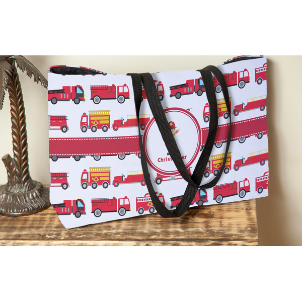 Firetrucks Tote w/Black Handles - Lifestyle View
