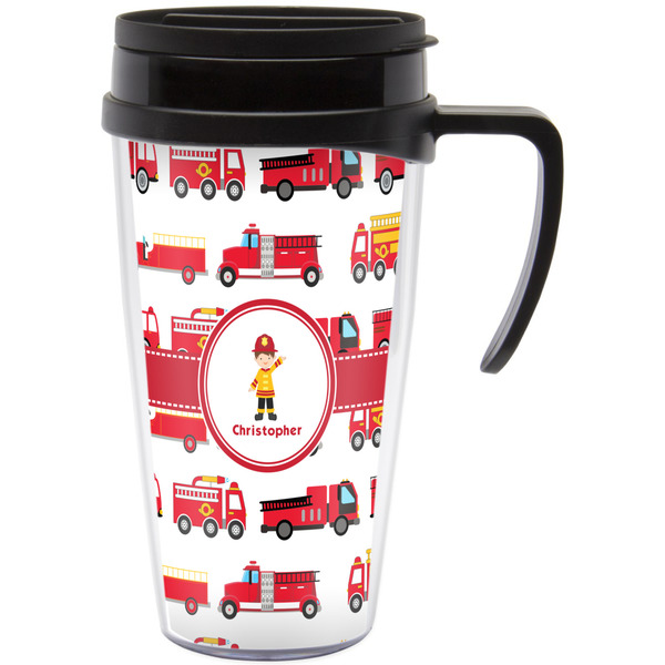 Custom Firetrucks Acrylic Travel Mug with Handle (Personalized)