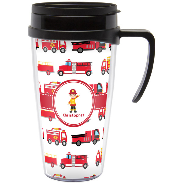 Custom Firetrucks Acrylic Travel Mug with Handle (Personalized)