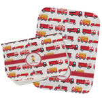 Firetrucks Burp Cloths - Fleece - Set of 2 w/ Name or Text
