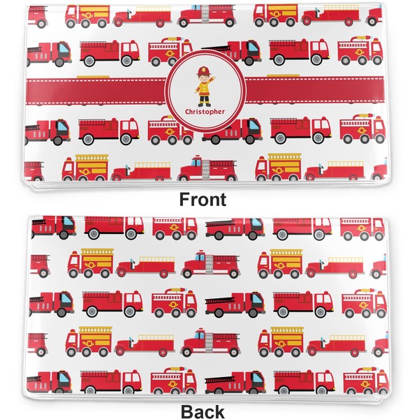 Firetrucks Vinyl Check Book Cover - Front and Back