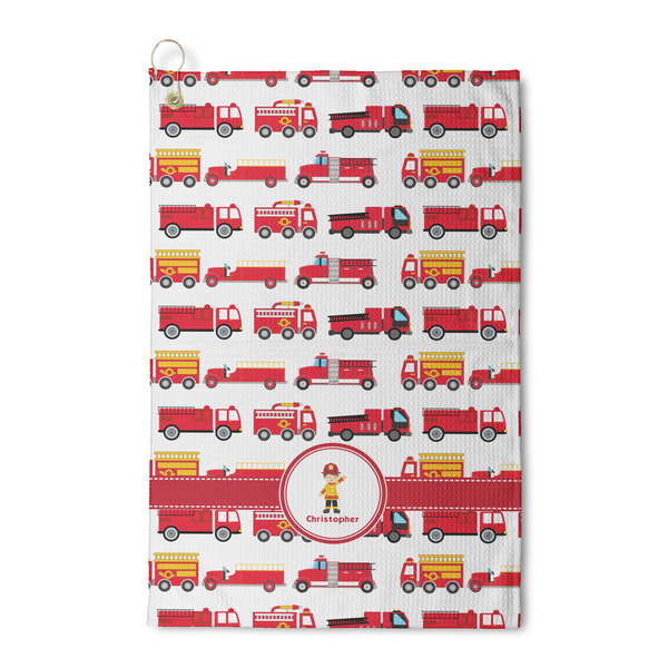 Custom Firetrucks Waffle Weave Golf Towel (Personalized)