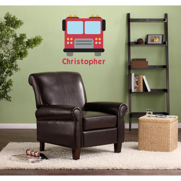 Firetrucks Wall Graphic on Living Room Wall