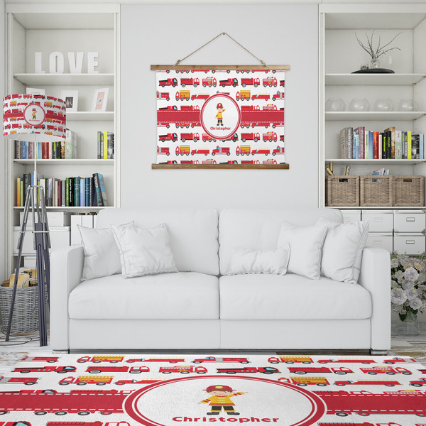 Firetrucks Wall Hanging Tapestry - IN CONTEXT