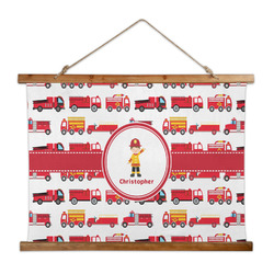 Firetrucks Wall Hanging Tapestry - Wide (Personalized)