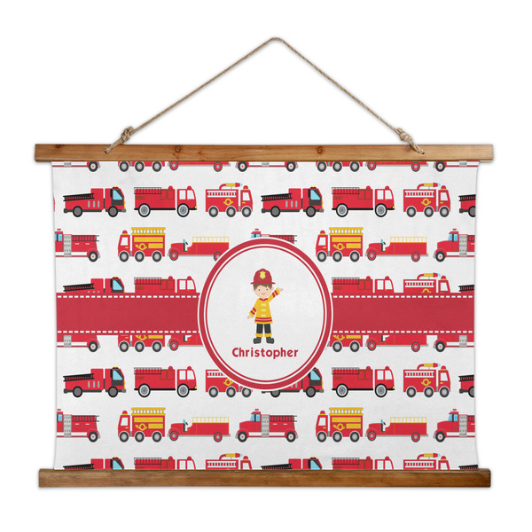 Custom Firetrucks Wall Hanging Tapestry - Wide (Personalized)