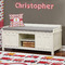 Firetrucks Wall Name Decal Above Storage bench