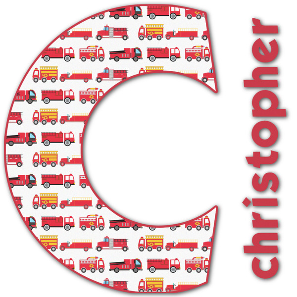 Custom Firetrucks Name & Initial Decal - Up to 18"x18" (Personalized)