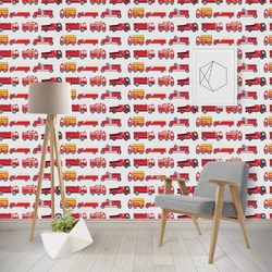 Firetrucks Wallpaper & Surface Covering (Water Activated - Removable)