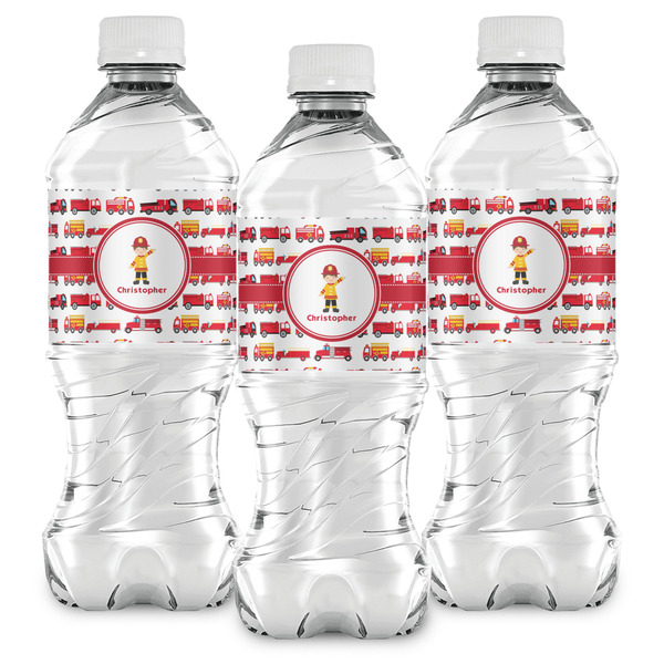 Firetrucks Water Bottle Labels - Front View