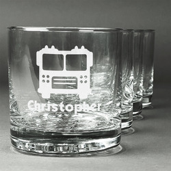 Firetrucks Whiskey Glasses (Set of 4) (Personalized)