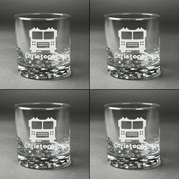 Firetrucks Whiskey Glasses - Set of 4 all Engraved