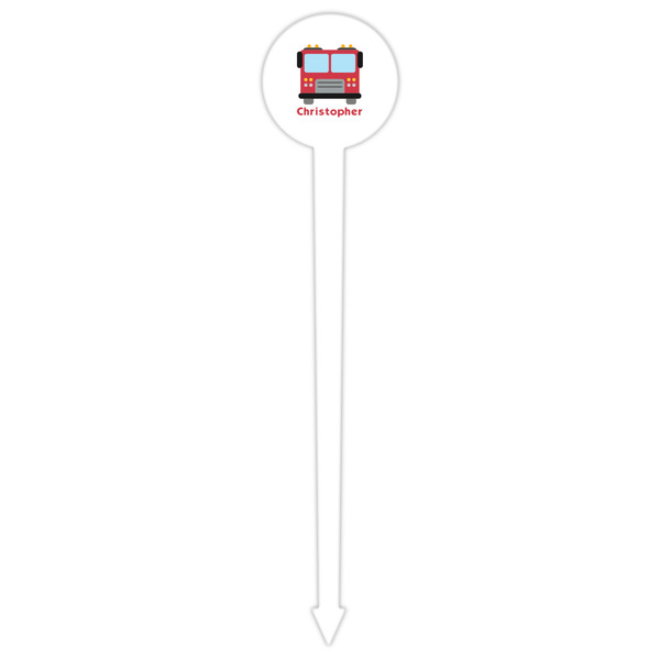 Firetrucks White Plastic 6" Food Pick - Round - Single Pick