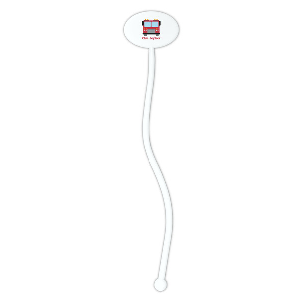 Firetrucks White Plastic 7" Stir Stick - Oval - Single Stick