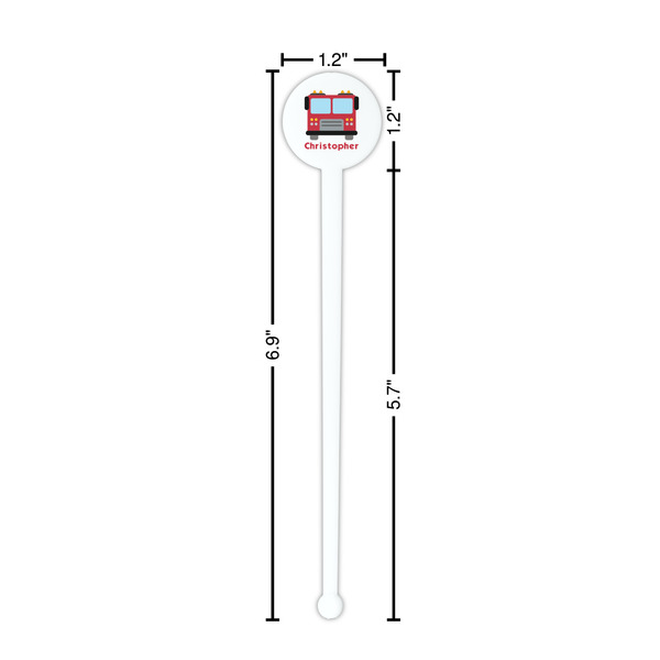 Firetrucks White Plastic 7" Stir Stick - Round - Dimensions