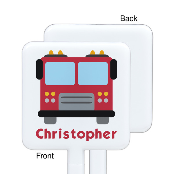 Firetrucks White Plastic Stir Stick - Single Sided - Square - Approval
