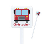 Firetrucks Square Plastic Stir Sticks (Personalized)