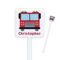Firetrucks Square Plastic Stir Sticks (Personalized)