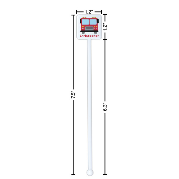 Firetrucks White Plastic Stir Stick - Square - Dimensions