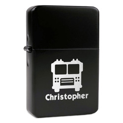 Firetrucks Windproof Lighter - Black - Single Sided (Personalized)