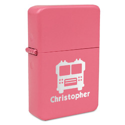 Firetrucks Windproof Lighter - Pink - Double Sided & Lid Engraved (Personalized)