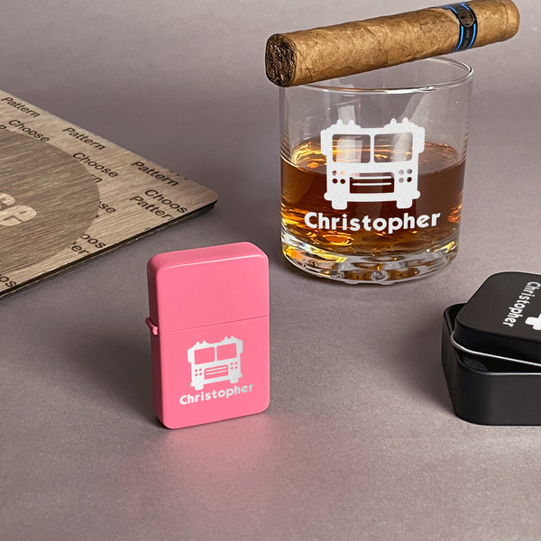 Firetrucks Windproof Lighters - Pink - In Context