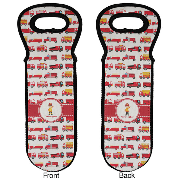 Firetrucks Wine Tote Front & Back