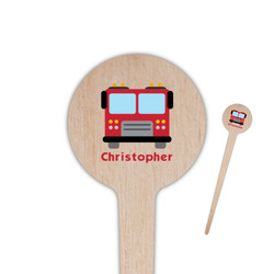 Firetrucks 4" Round Wooden Food Picks - Double Sided (Personalized)