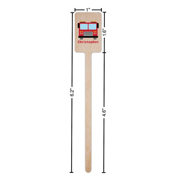 Firetrucks Wooden 6.25" Stir Stick - Rectangular - Dimensions