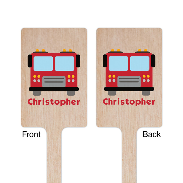 Firetrucks Wooden 6.25" Stir Stick - Rectangular - Double Sided - Front & Back