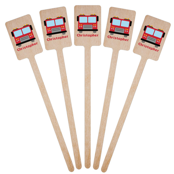 Firetrucks Wooden 6.25" Stir Stick - Rectangular - Fan View