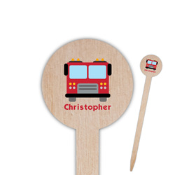Firetrucks 6" Round Wooden Food Picks - Double Sided (Personalized)