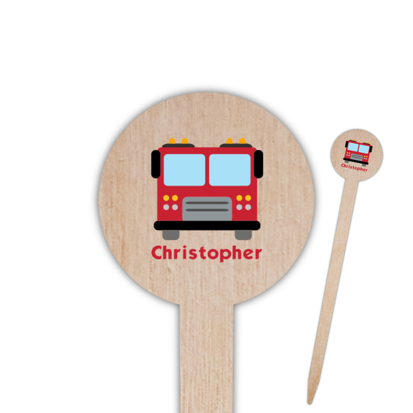 Custom Firetrucks 6" Round Wooden Food Picks - Double Sided (Personalized)