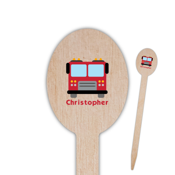 Custom Firetrucks Oval Wooden Food Picks (Personalized)