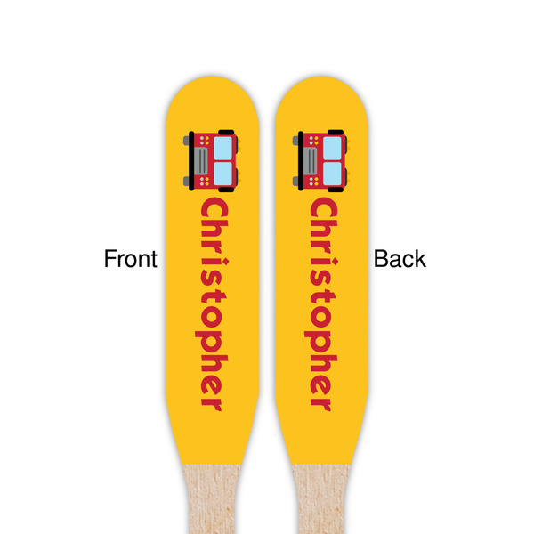 Firetrucks Wooden Food Pick - Paddle - Double Sided - Front & Back