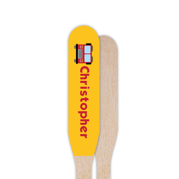 Firetrucks Wooden Food Pick - Paddle - Single Sided - Front & Back